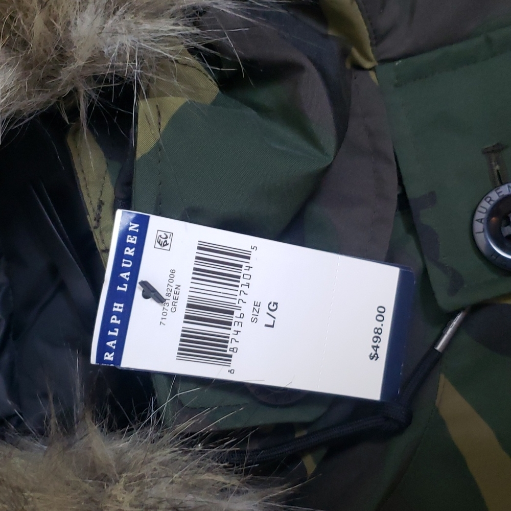 NWT Polo Ralph Lauren Green Camo Down Parka Coat Size L - Picture 6 of 13